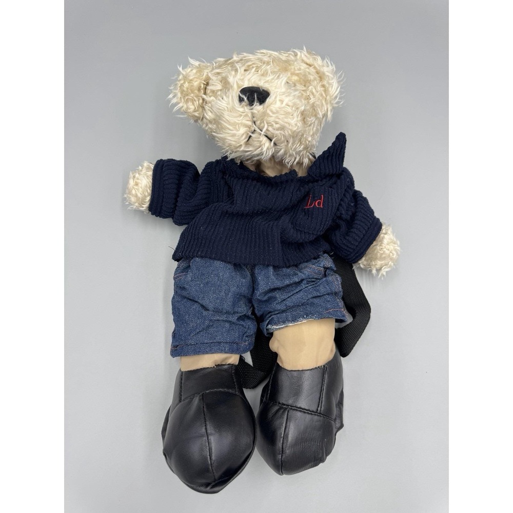 Teddy Bear Plush Backpack Bag In Blue Sweater